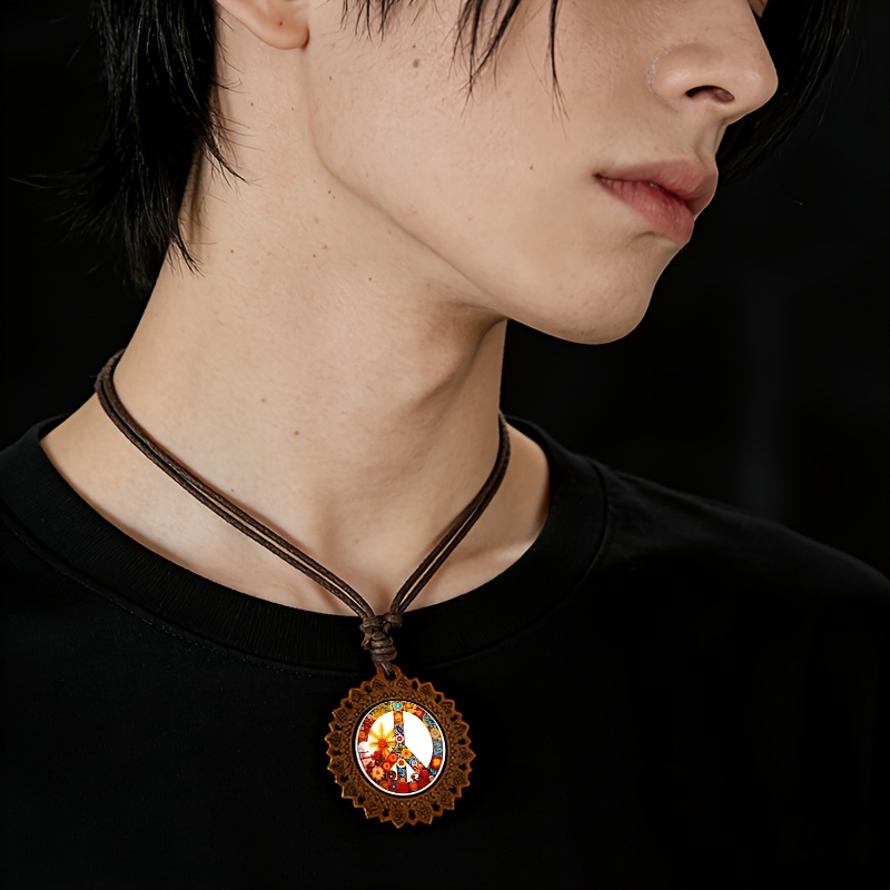 Floral Kimono Wooden Necklace, Retro Minimalist Design